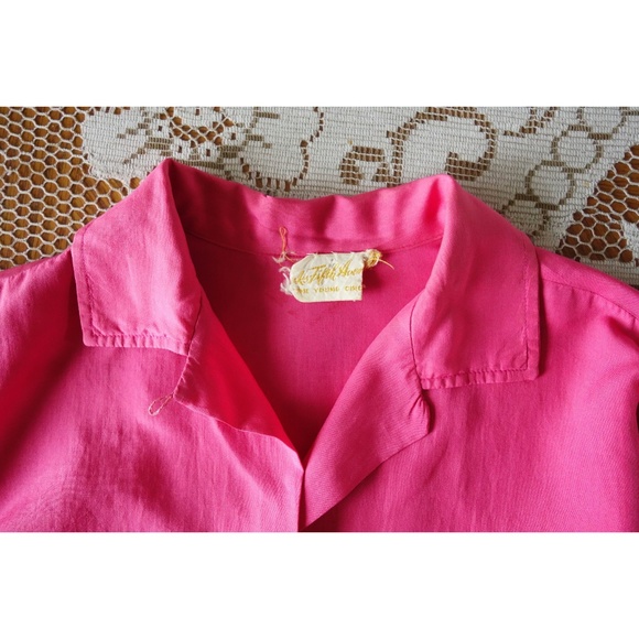 Vintage 60s Pink Long Sleeve Button Down Shirt M - Picture 3 of 3